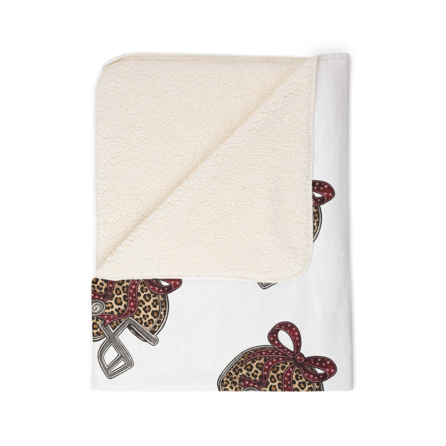 Leopard Print Football Helmet Fleece Sherpa Blanket