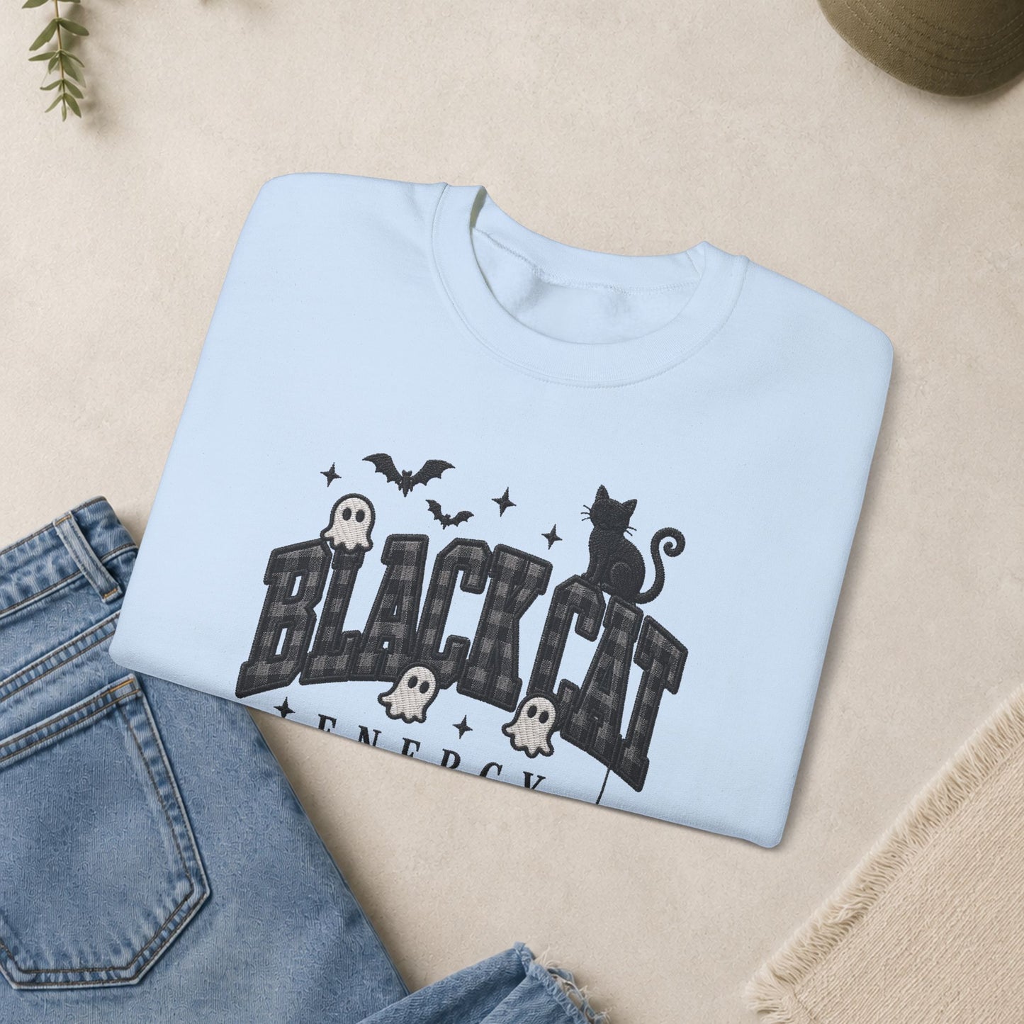 Black Cat Energy sweatshirt | Halloween spooky cat crewneck