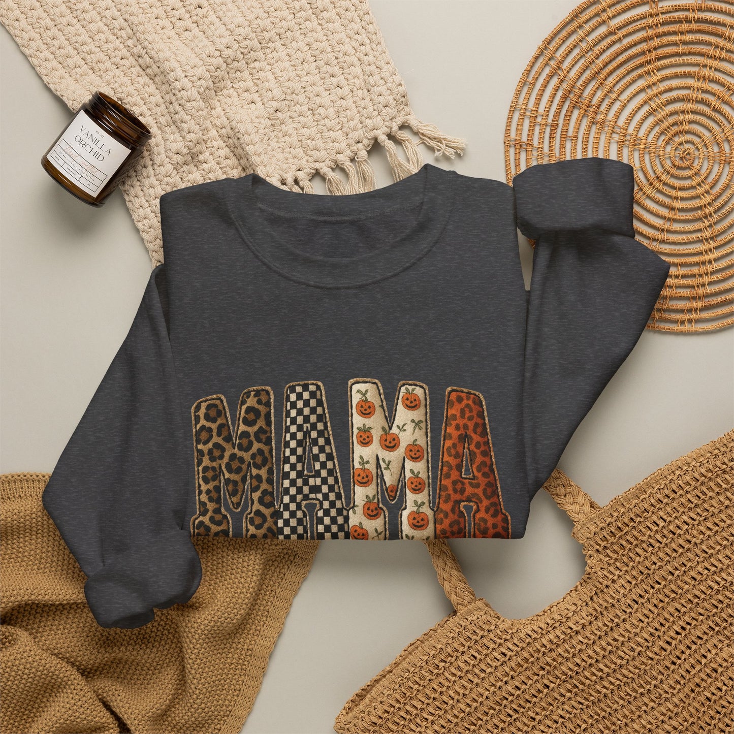 Mama Printed Patchwork Pattern Sweatshirt