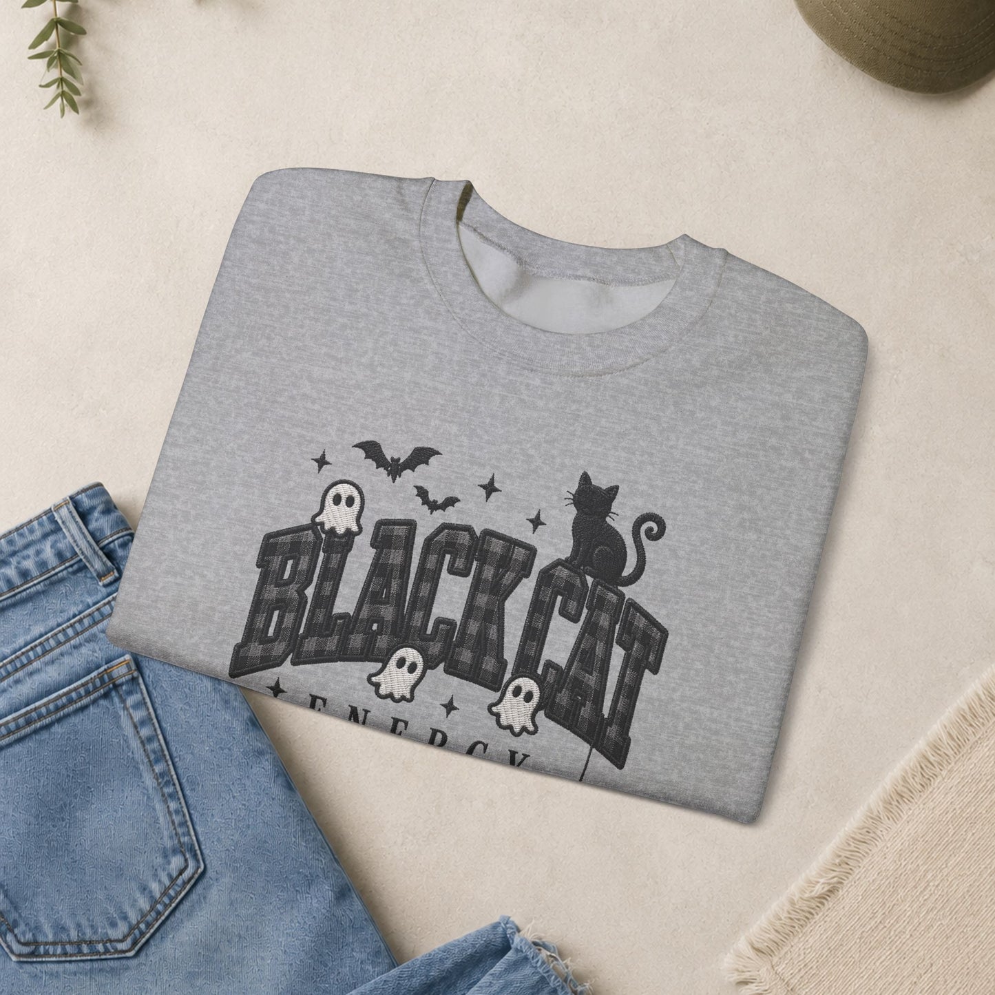 Black Cat Energy sweatshirt | Halloween spooky cat crewneck
