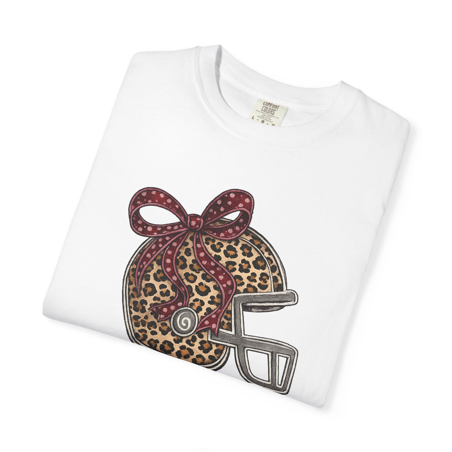 Leopard Print Football Helmet Tee — 'Game Day' Women's Cheer Football Shirt
