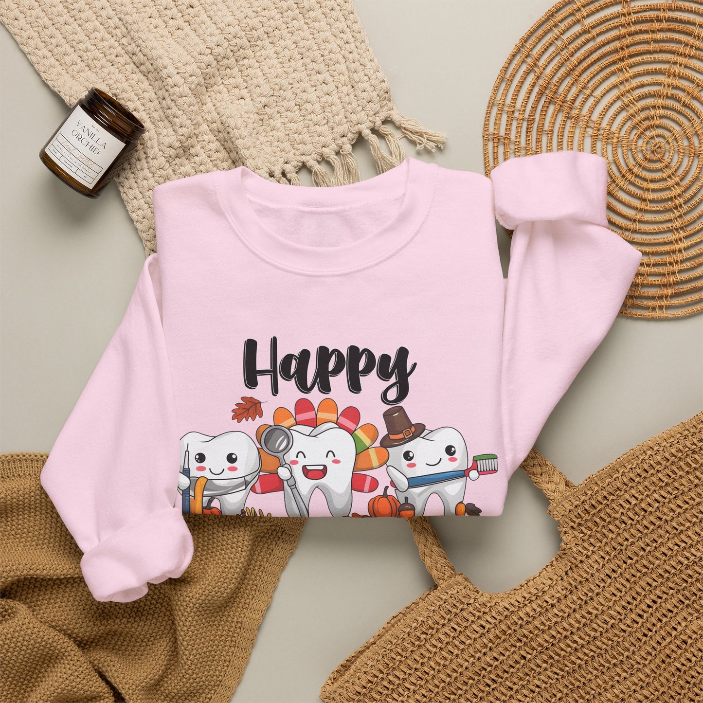 Happy Thanksgiving Turkey Characters Sweatshirt | Thanksgiving Crewneck