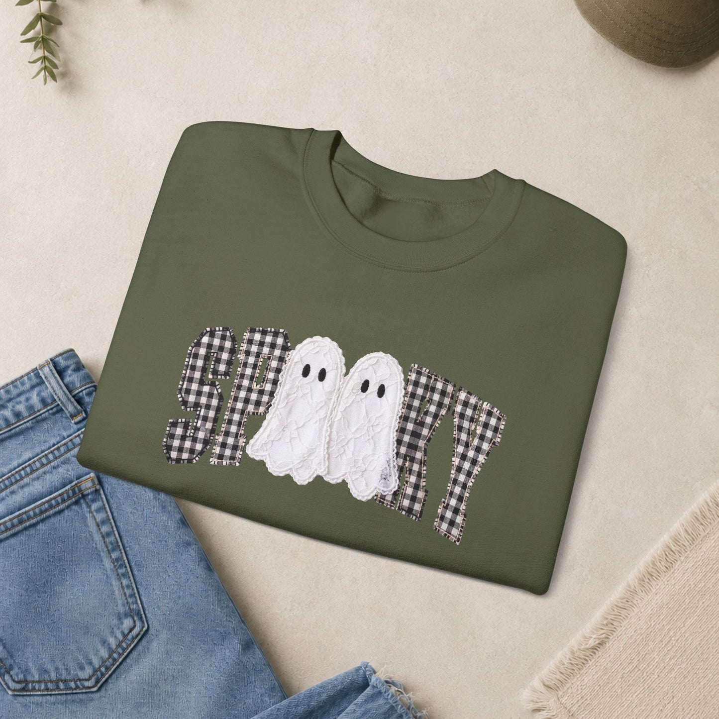 Spooky Ghosts plaid letters Sweatshirt | Halloween sweatshirt