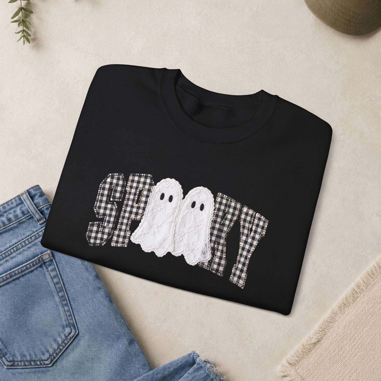 Spooky Ghosts plaid letters Sweatshirt | Halloween sweatshirt