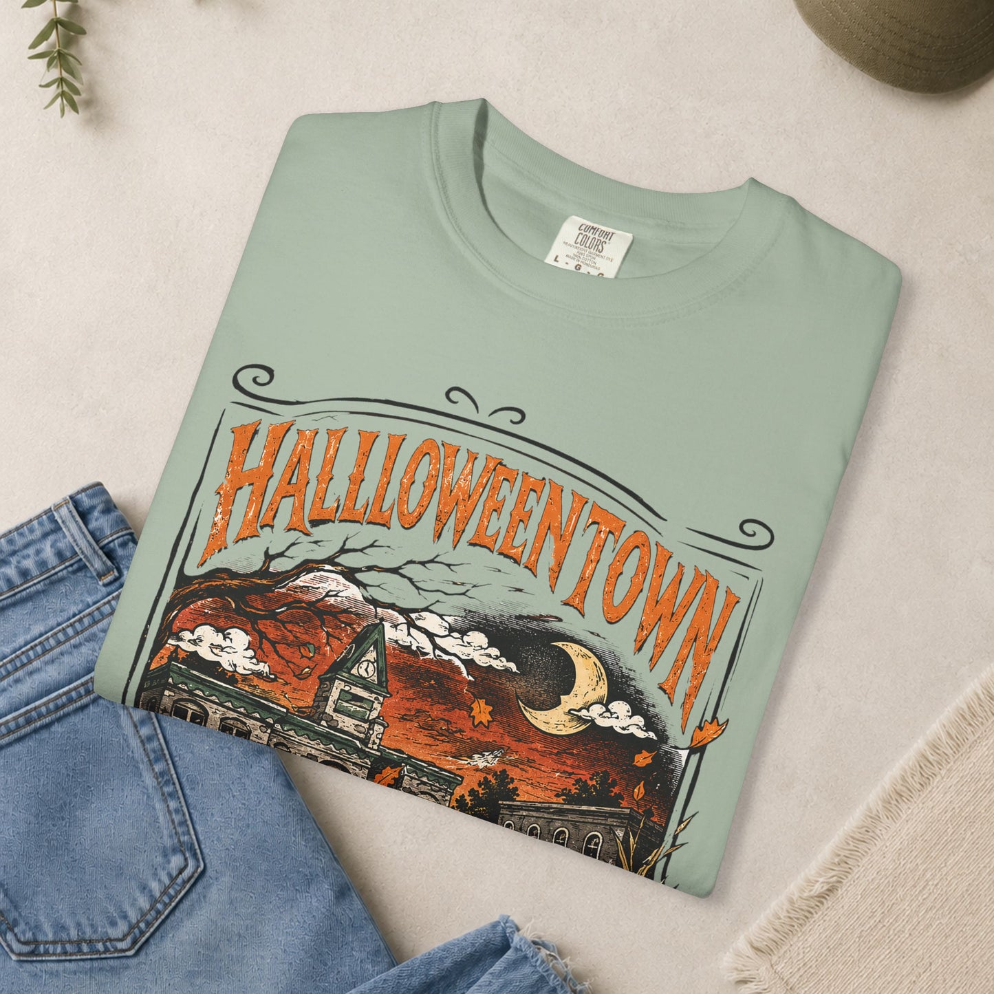 Halloweentown T-Shirt | Haunted Town Pumpkin Scene