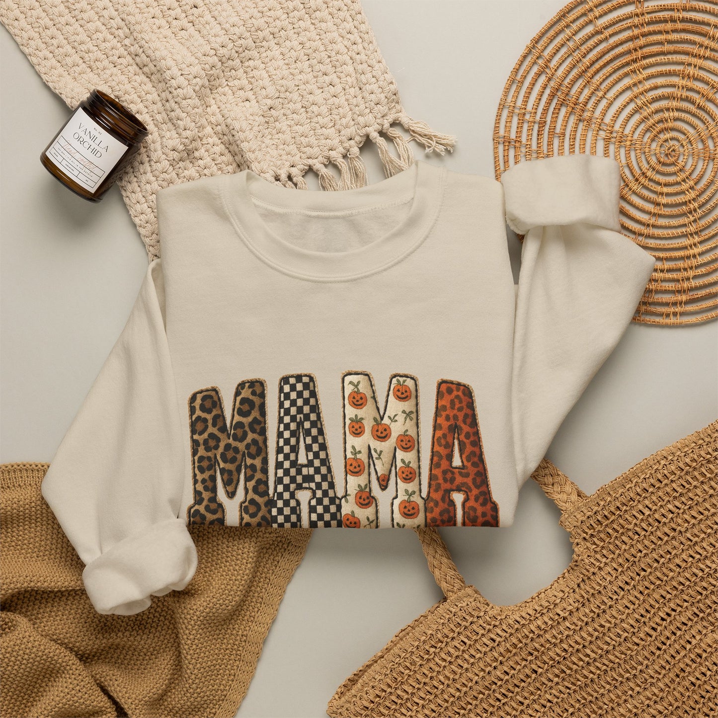 Mama Printed Patchwork Pattern Sweatshirt