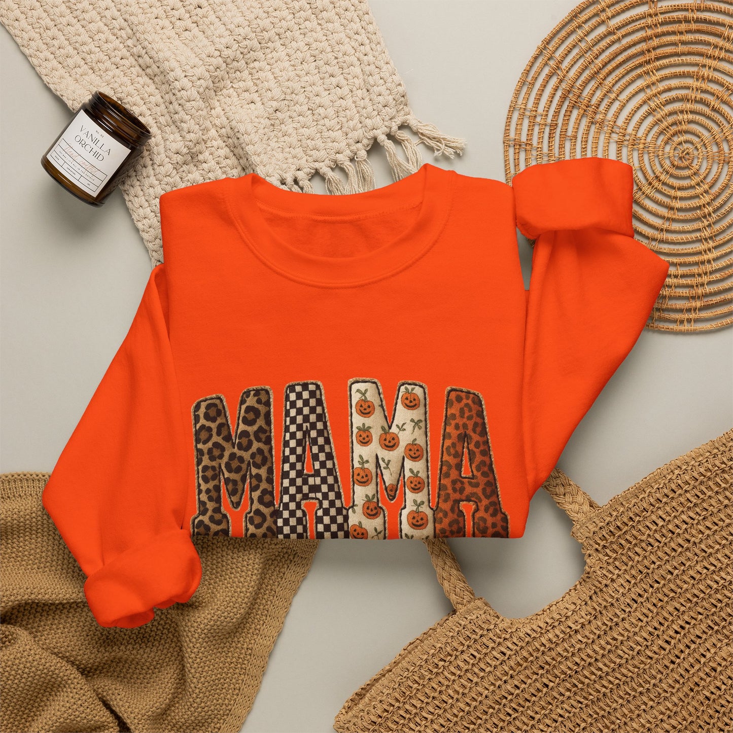 Mama Printed Patchwork Pattern Sweatshirt