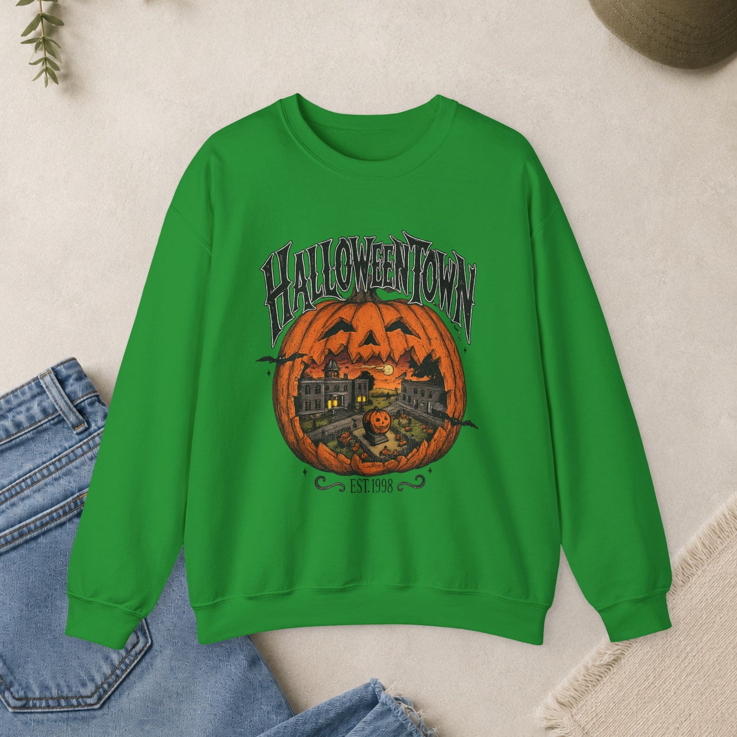 Halloweentown Pumpkin Sweatshirt, Spooky Jack-O'-Lantern Crewneck